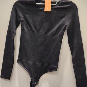 FeelInGirl Everyday Wear Seamless Thong Bodysuit XS Black NWT